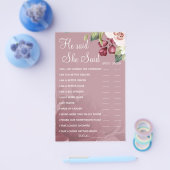 水彩の「彼が言った」「彼女が言った」シャワーのゲームカード チラシ (シングル)