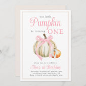水彩のLittle Pumpkin リボン Bow 招待状 (正面/裏面)