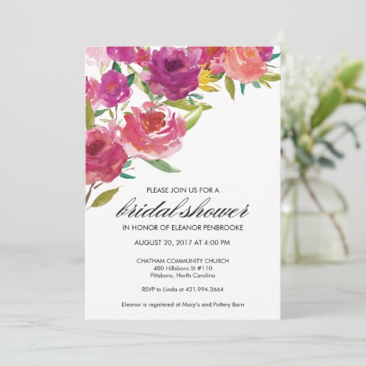 水彩はっきりしたフローラブライダルシャワー招待 招待状 (スタンド正面)