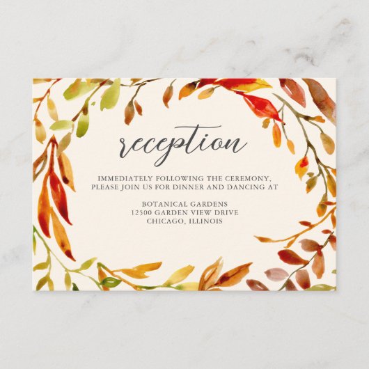 水彩はっきりした紅葉結婚披露宴 エンクロージャーカード (正面)