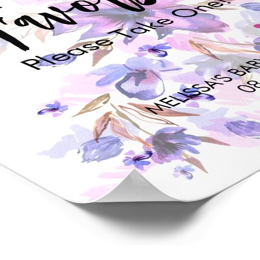 水彩はっきりした紫ティール（緑がかった色）青花御花御印 ポスター (角)