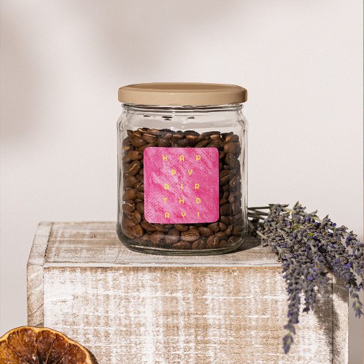 水彩はっきりした誕生日 スクエアシール