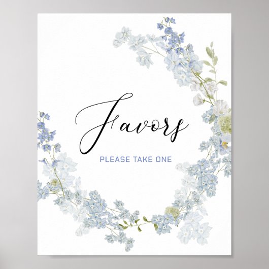 水彩はデルフィニウムブルーの花ベビー翔 ポスター (正面)