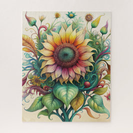 水彩ひまわりつる植物パズル#1 ジグソーパズル