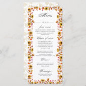 水彩ひまわりとカボチャの秋のメニューカード メニュー (正面/裏面)