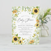 水彩ひまわりとグリーン 赤ちゃん歓迎会 招待状 (スタンド正面)