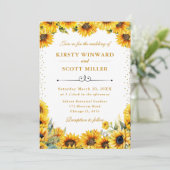 水彩ひまわりとゴールドグリッターのウェディング 招待状 (スタンド正面)