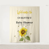 水彩ひまわりと蝶のベイビーシャワー タペストリー (正面)