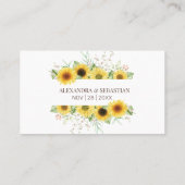 水彩ひまわりのウェ結婚ブサイト挿入カード プレイスカード (裏面)