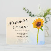 水彩ひまわりの子供の誕生日 招待状 (スタンド正面)