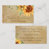 水彩ひまわりの素朴花 名刺 (正面/裏面)