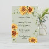 水彩ひまわりの花とつる植物オンSage Green セーブザデート (スタンド正面)