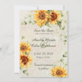 水彩ひまわりの花とつる植物 セーブザデート (正面)