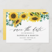 水彩ひまわりの花とユーカリの夏 セーブザデート (正面/裏面)