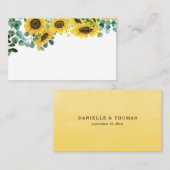 水彩ひまわりの花とユーカリプタスガーランド プレイスカード (正面/裏面)