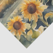 水彩ひまわりの花と日の出のフィールド 薄葉紙 (詳細)