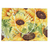 水彩ひまわりの花と緑の大きな抱き枕 ラージペーパーバッグ (裏面)