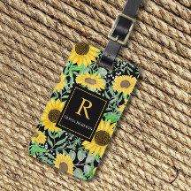 水彩ひまわりの花オンブラックモノグラム