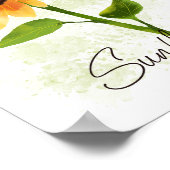 水彩ひまわりイラストレーション – 明るく&応援 ポスター (角)