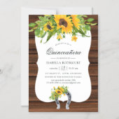 水彩ひまわりウェスタン素朴クインセアニラ マグネット招待状 (正面)