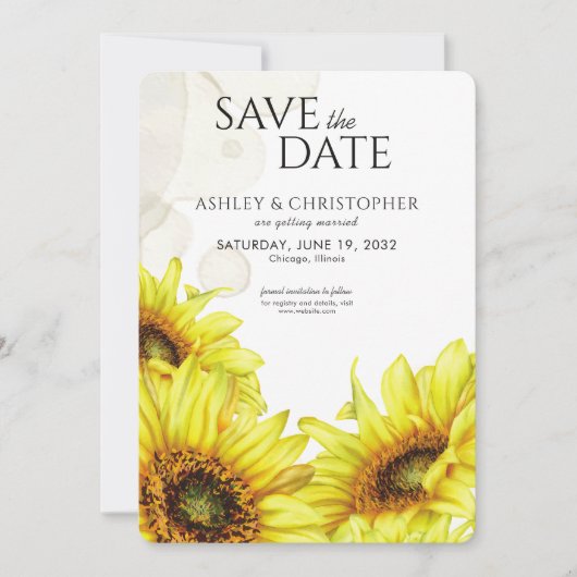 水彩ひまわりウェディングシャワー セーブザデート (正面)