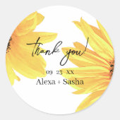 水彩ひまわりウェディング ラウンドシール (正面)