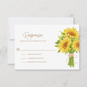 水彩ひまわりウェディングRSVPカード 出欠カード (正面)