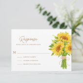 水彩ひまわりウェディングRSVPカード 出欠カード (スタンド正面)