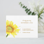 水彩ひまわりウェディングRSVP 出欠カード (スタンド正面)