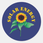 水彩ひまわりエネル太陽のビーブルー ラウンドシール (正面)