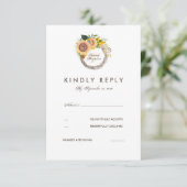 水彩ひまわりエレガントな結婚式RSVPカード 出欠カード (スタンド正面)