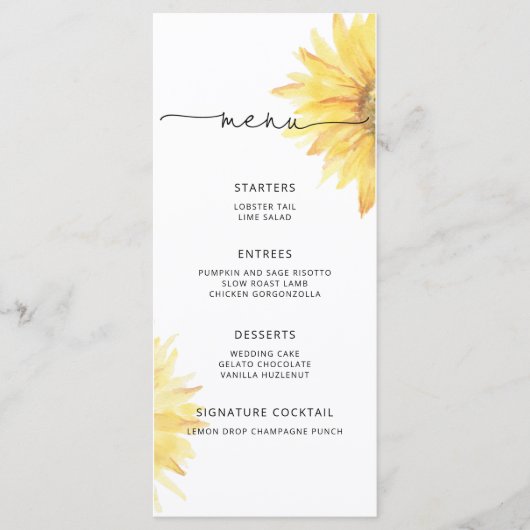 水彩ひまわりエレガントミニマリスト メニュー (正面)