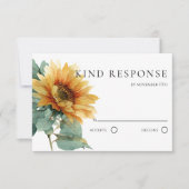 水彩ひまわりエレガントQRコードウェディング 出欠カード (正面)