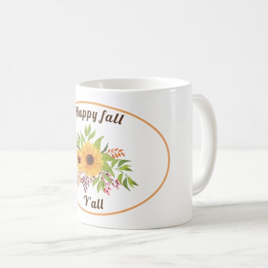 水彩ひまわりオレンジ秋Y'all コーヒーマグカップ (正面右)
