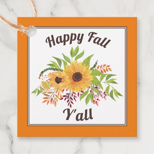 水彩ひまわりオレンジ秋Y'all フェイバータグ (正面)