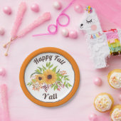 水彩ひまわりオレンジ秋Y'all ペーパープレート (パーティー)