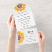水彩ひまわりオールインワン結婚式招待状 オールインワン招待状 (貼ってはがせる)
