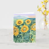 水彩ひまわりカスタマイズ可能 カード (黄色い花)