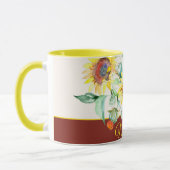 水彩ひまわりカスタマイズ可能 マグカップ (左)