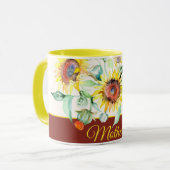 水彩ひまわりカスタマイズ可能 マグカップ (正面左)