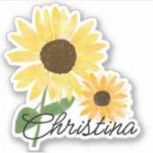 水彩ひまわりカスタム花ビニールシール シール (正面)