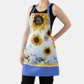 水彩ひまわりカスタム花モノグラムエプロン エプロン (インサイチュ)