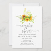 水彩ひまわりカップルシャワーワインテイスティング 招待状 (正面)