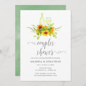 水彩ひまわりカップルシャワーワインテイスティング 招待状 (正面/裏面)