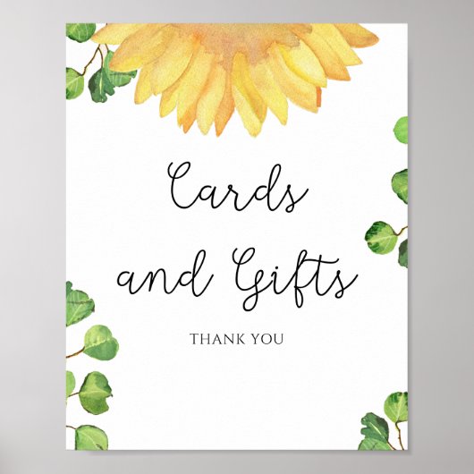 水彩ひまわりカードとギフト ポスター (正面)