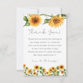 水彩ひまわりガーデンフローラニュートラルジェンダー サンキューカード (正面)