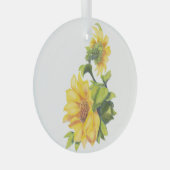 水彩ひまわりガーデン花芸術 ガラスオーナメント (正面右)