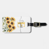水彩ひまわりガーリーフローラモノグラム ラゲッジタグ (正面横)