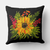 水彩ひまわりキュートモダンかわいらし秋 クッション (裏面)