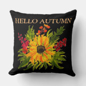 水彩ひまわりキュートモダンかわいらし秋 クッション (正面)